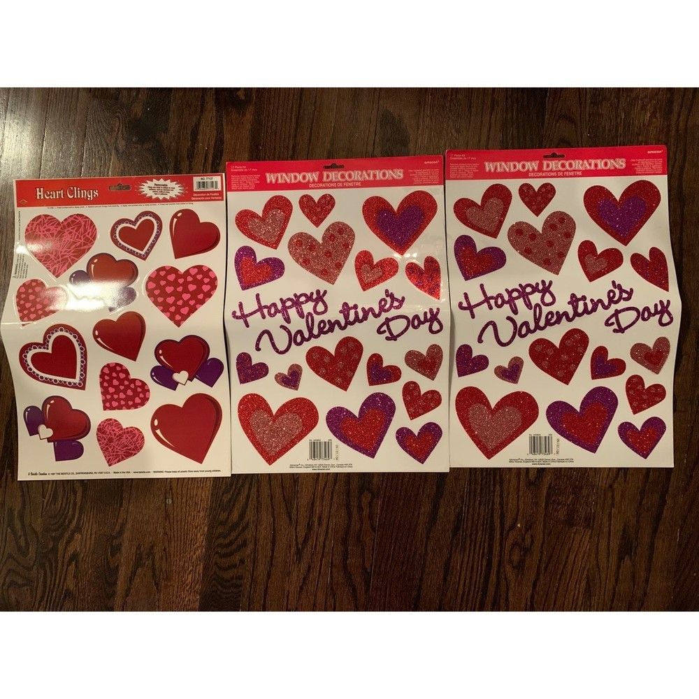 Vintage Window Cling Decorations valentines day hearts